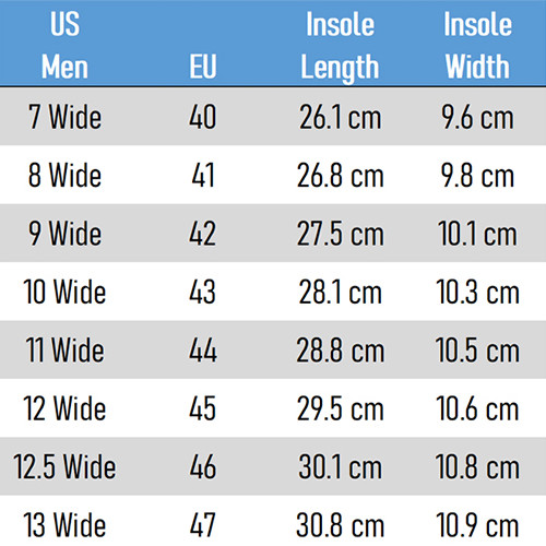 Whitin Shoes Size Chart Table + Measuring Instruction